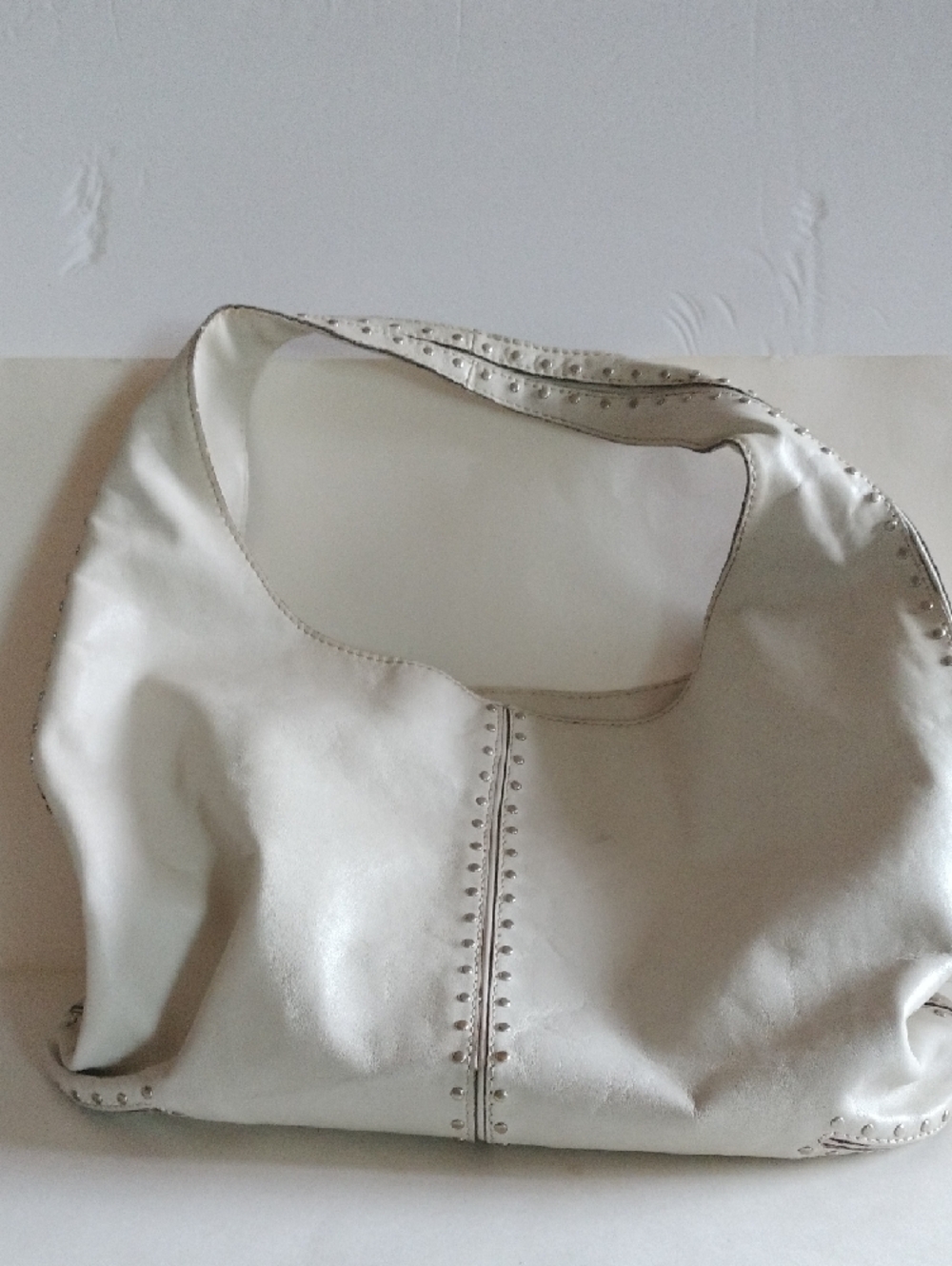 Michael Kors Cream Leather Studded Shoulder Bag
